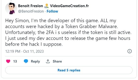 mensagem do criador de jogos sobre ataques da valve