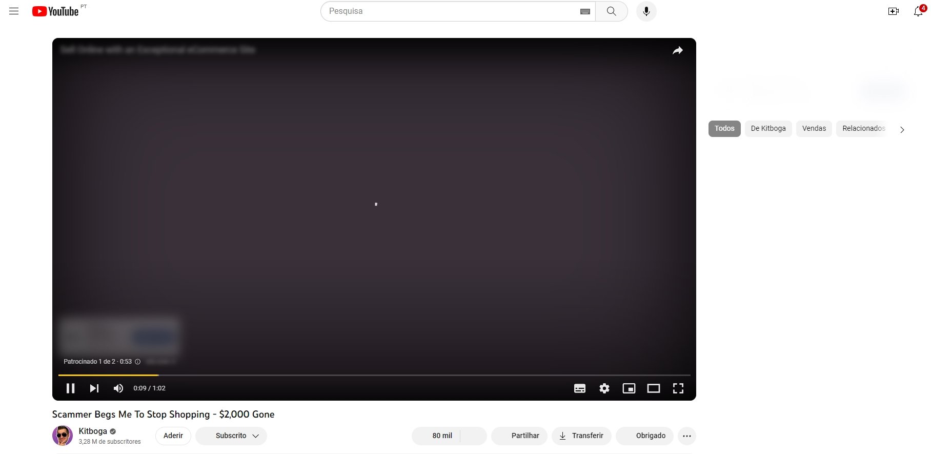 imagem de publicidade blur youtube