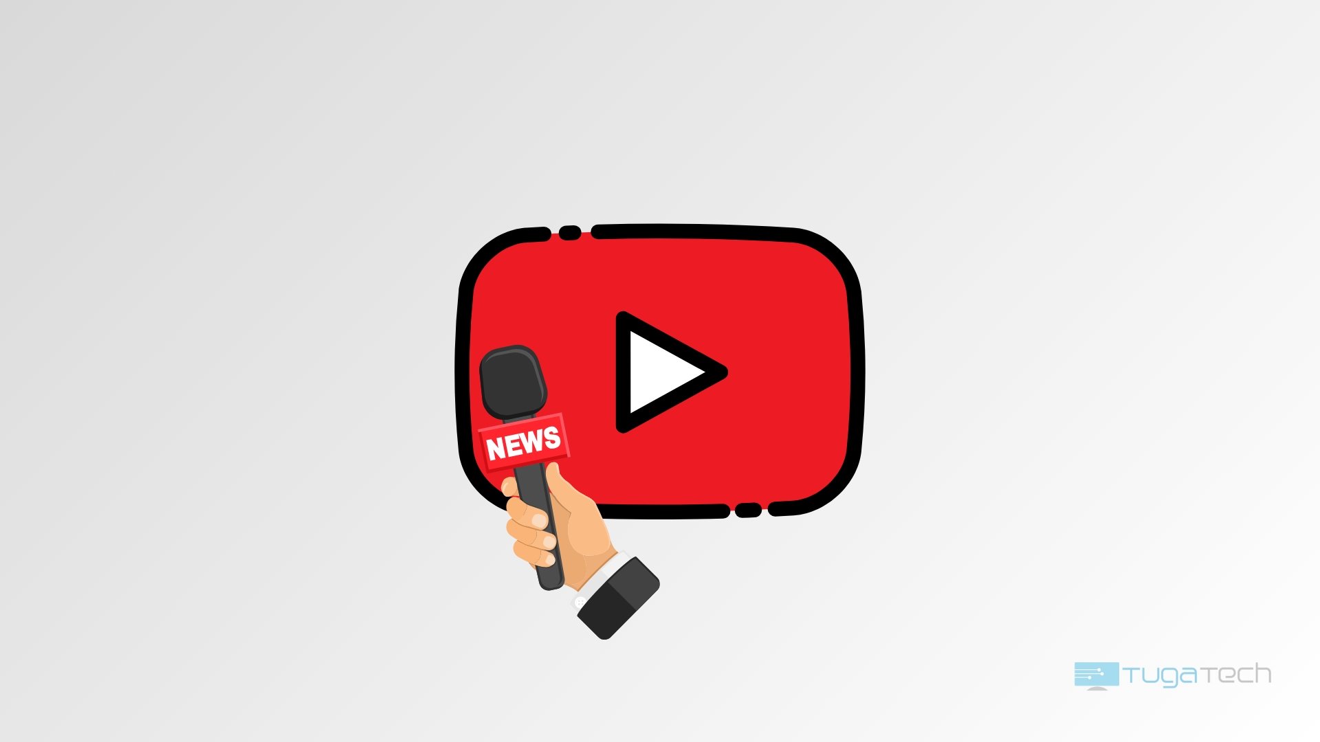 Logo do Youtube com sinal de notícias