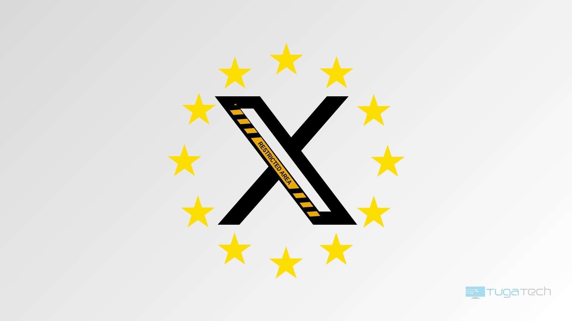 Logo da X com imagem da UE