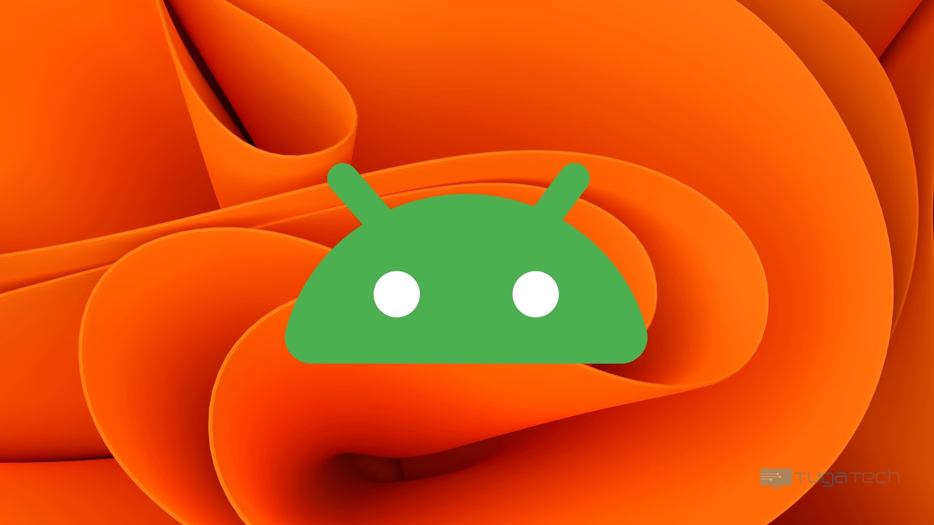 Android em fundo colorido laranja