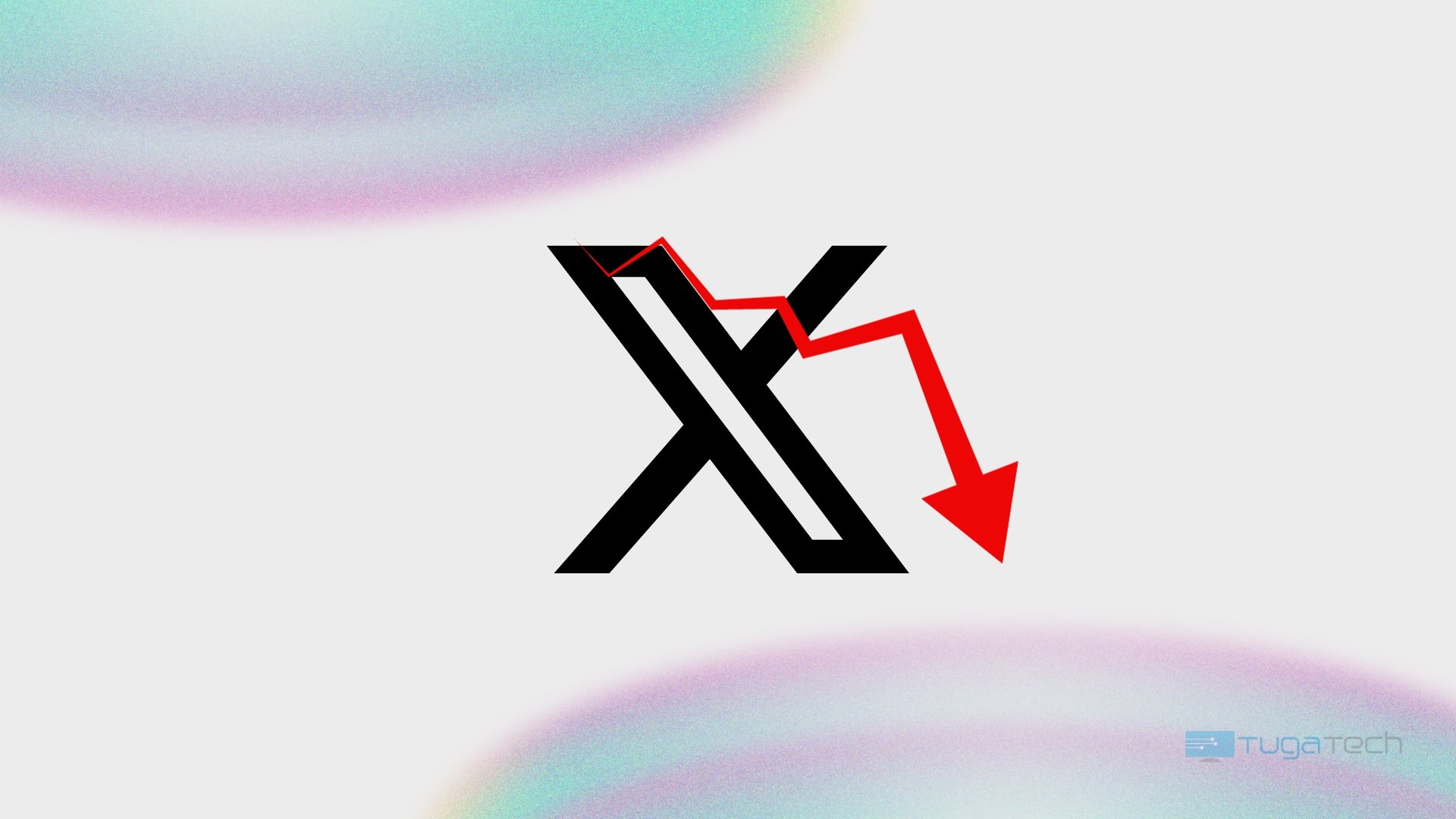 Logo da X com sinal de queda