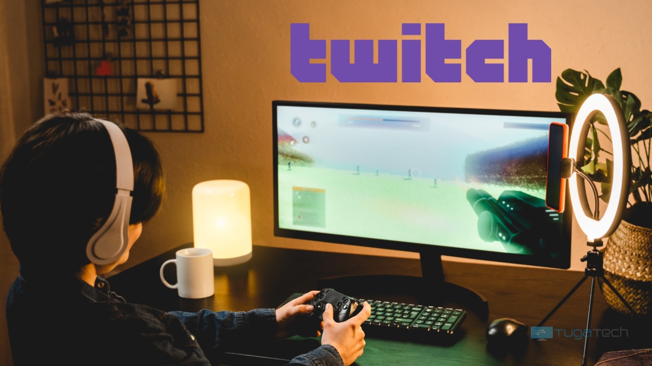 Logo da Twitch com utilizadores a transmitir