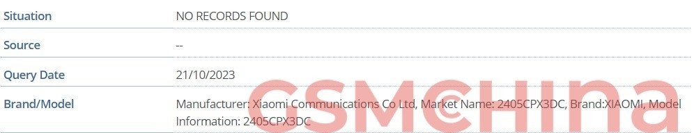 Xiaomi registo da marca na base de dados de IMEI