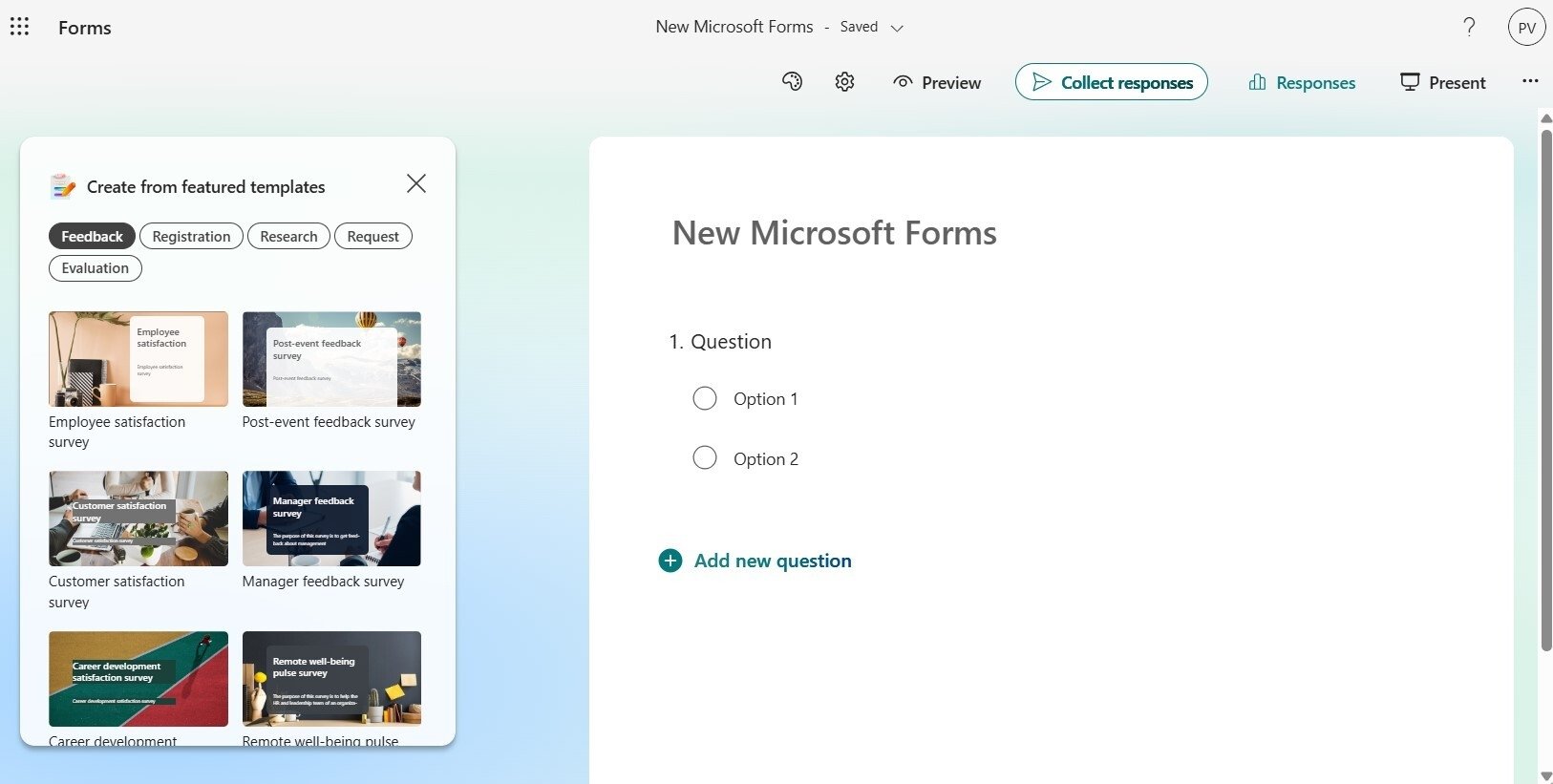 Microsoft Forms novo 2024