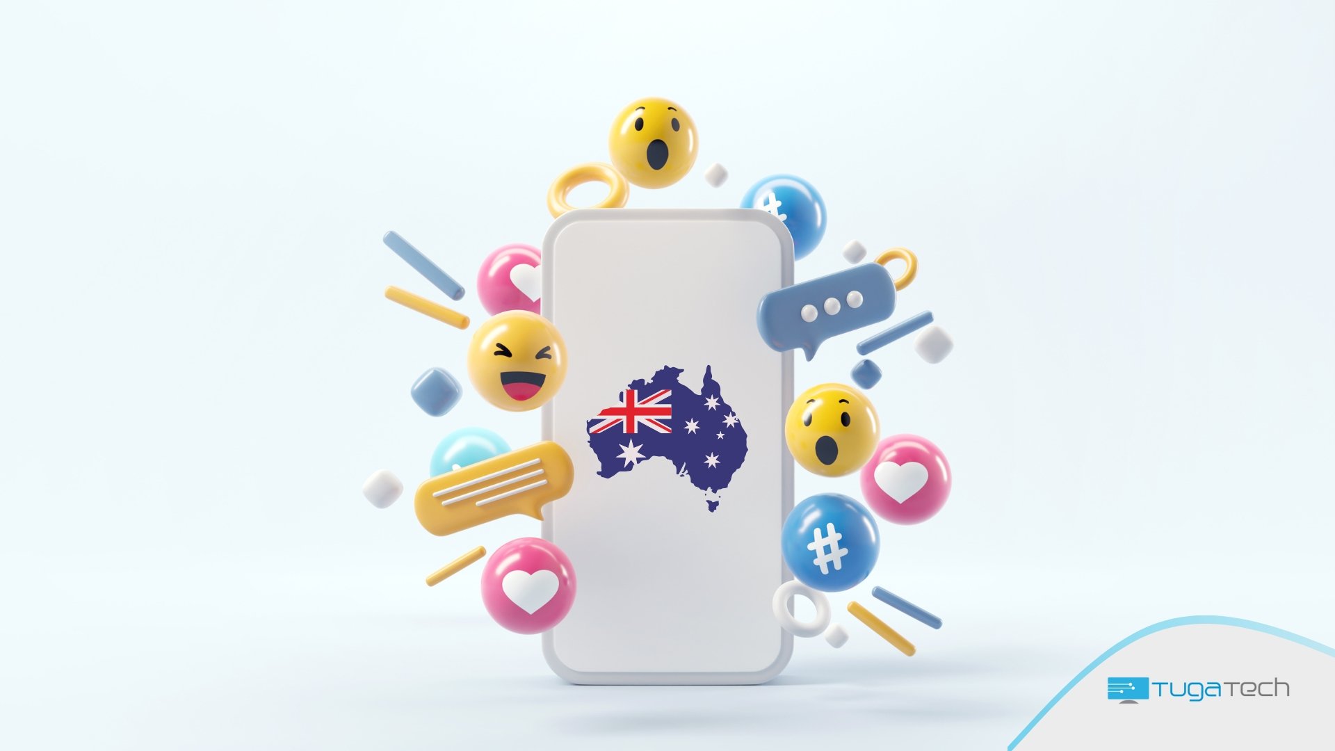 smartphone com bandeira da austrália e redes sociais