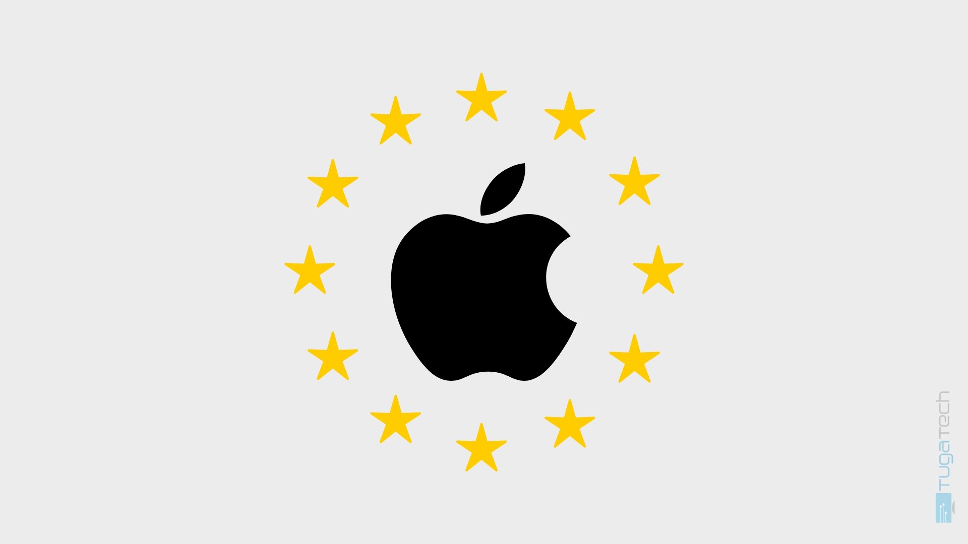 Apple com imagem da União Europeia