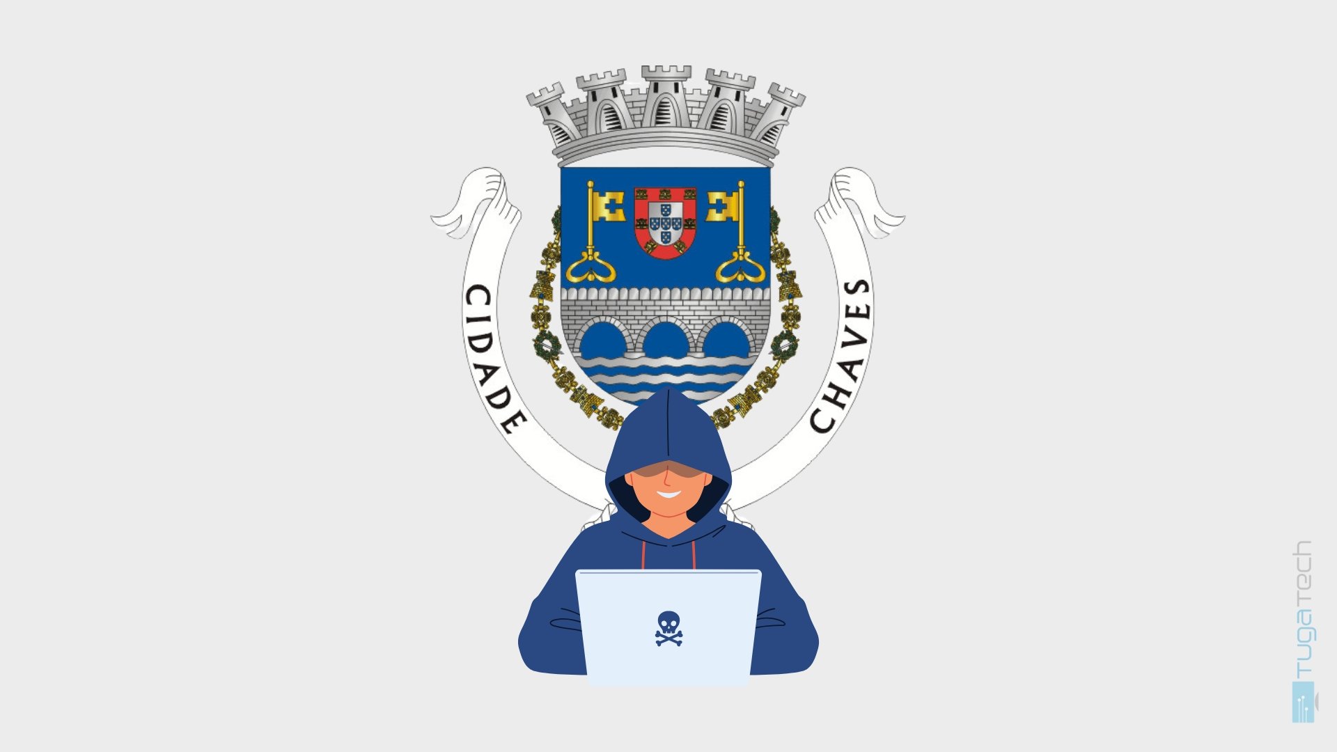 Logo da câmara de Chaves com hacker