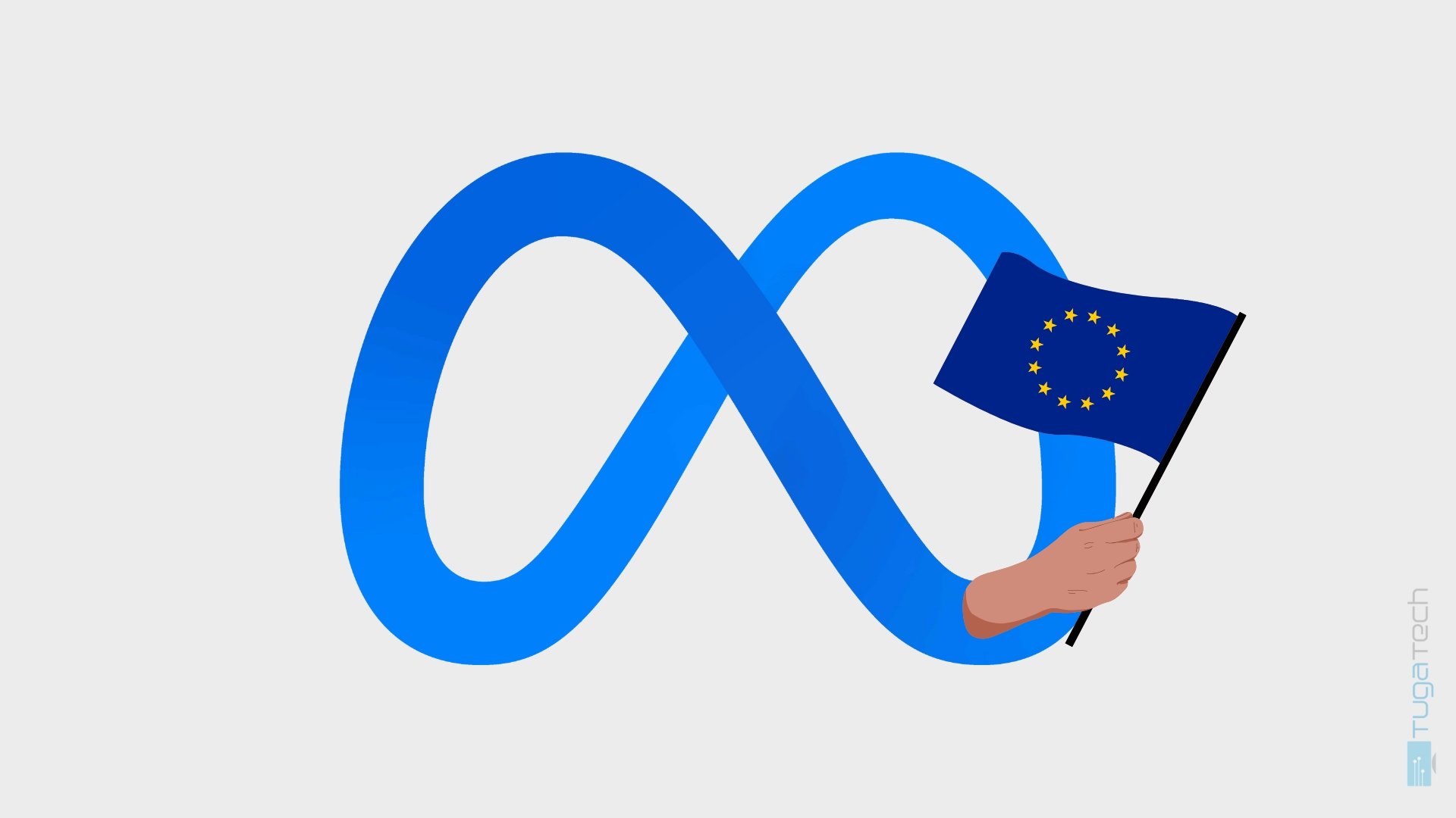 Meta logo da empresa com bandeira da europa