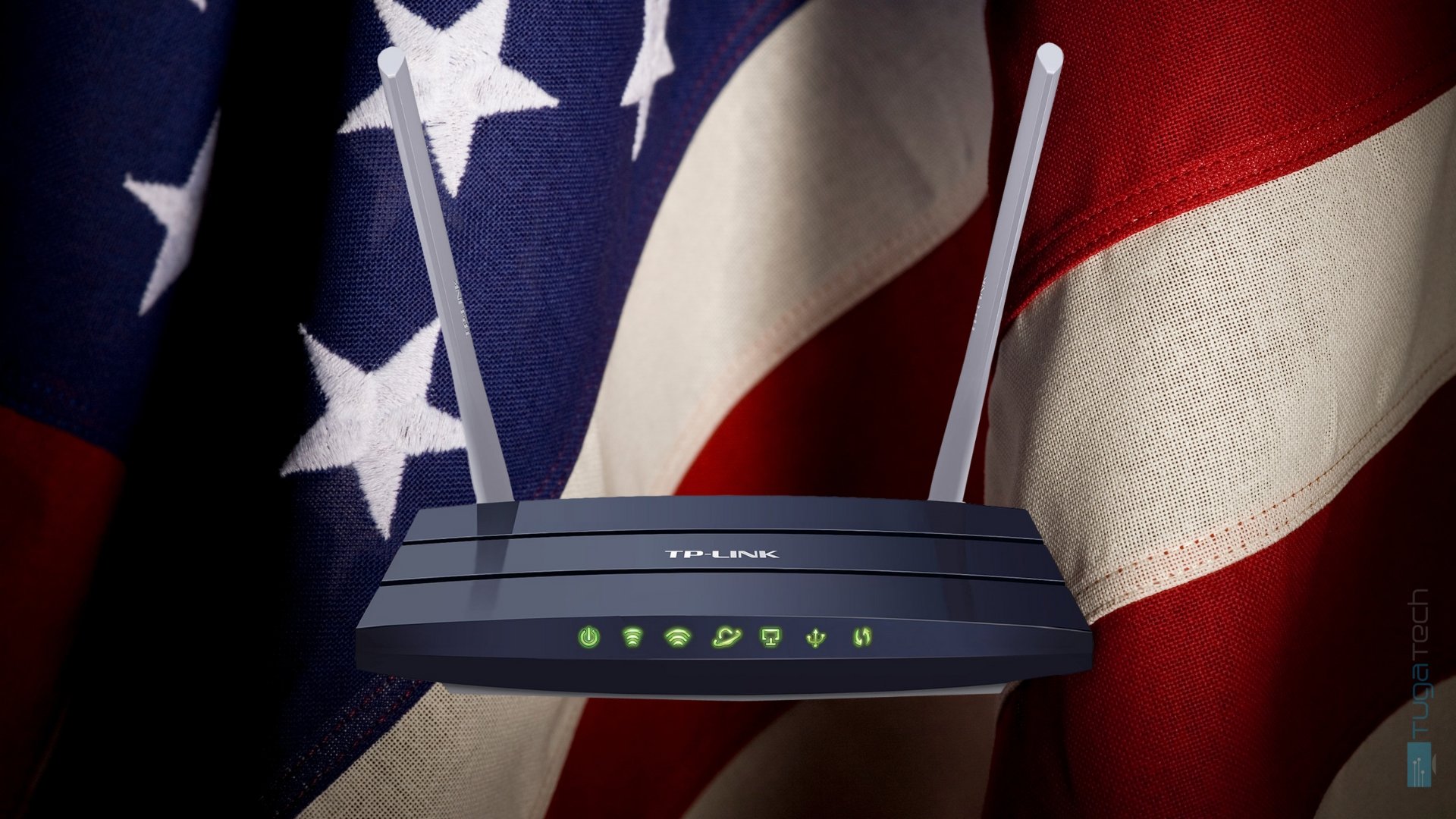 router da TP link com bandeira dos EUA