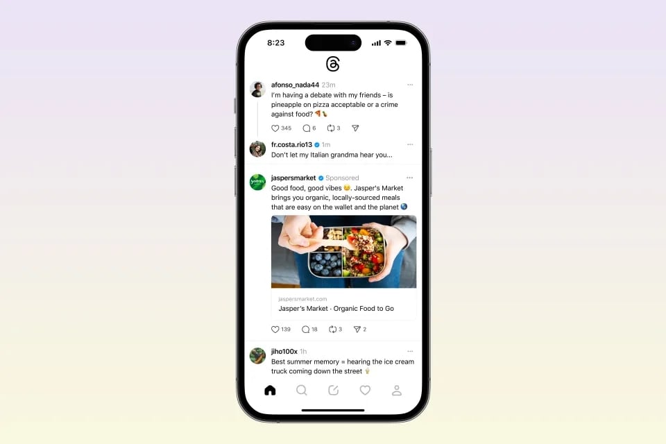 Meta Threads com publicidade