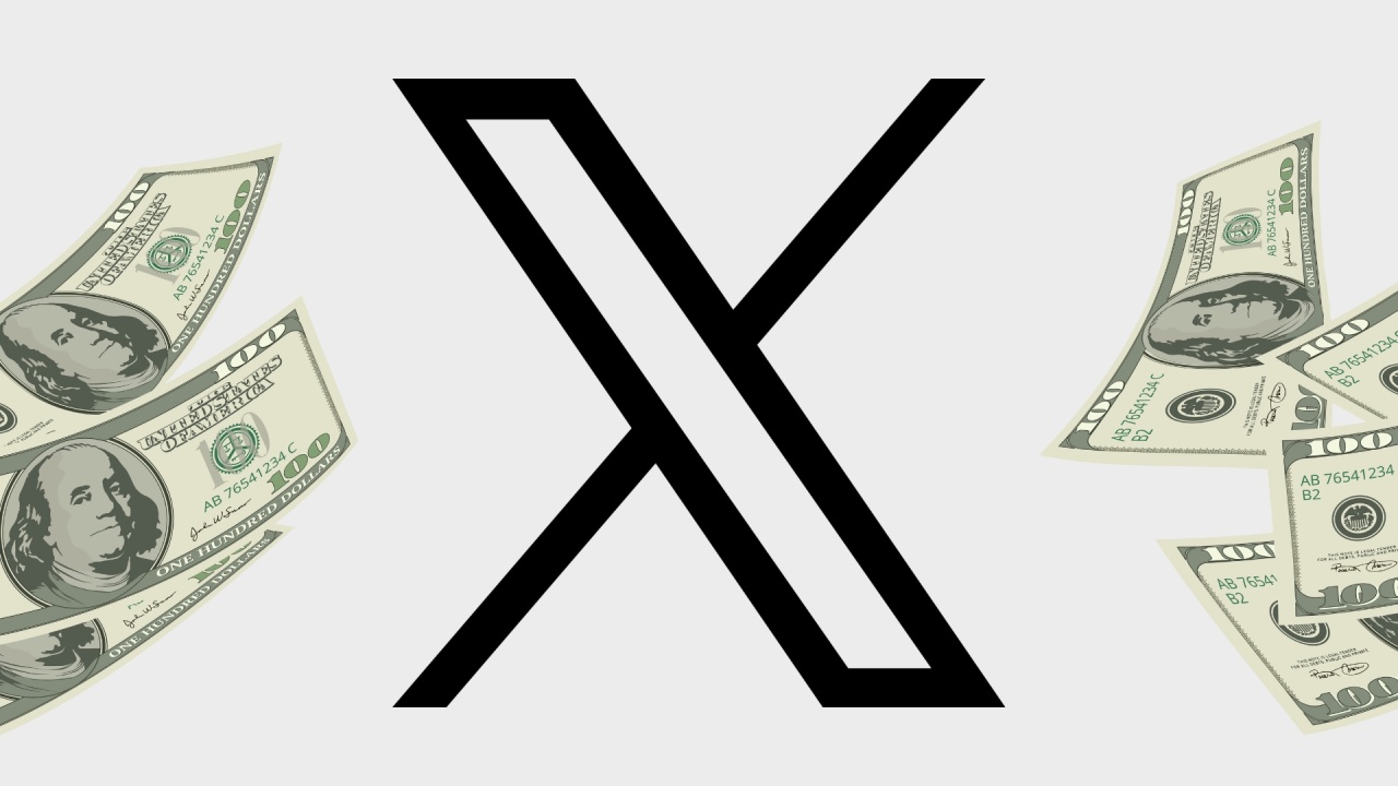 logo da X com dinheiro