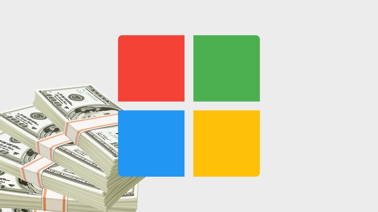 Microsoft logo com dinheiro