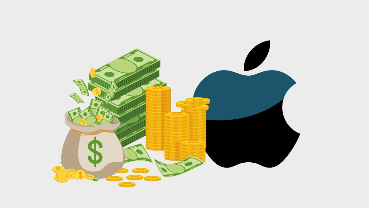 Apple com dinheiro de fundo