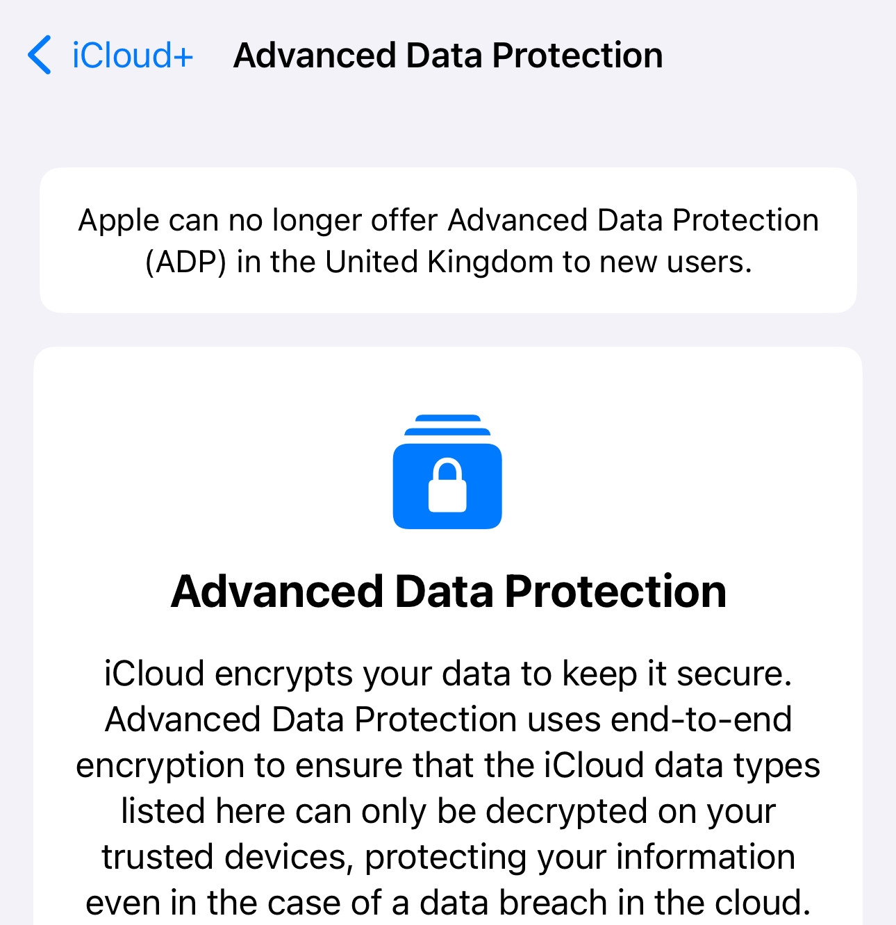 imagem do ADP da Apple desativado no reino unido