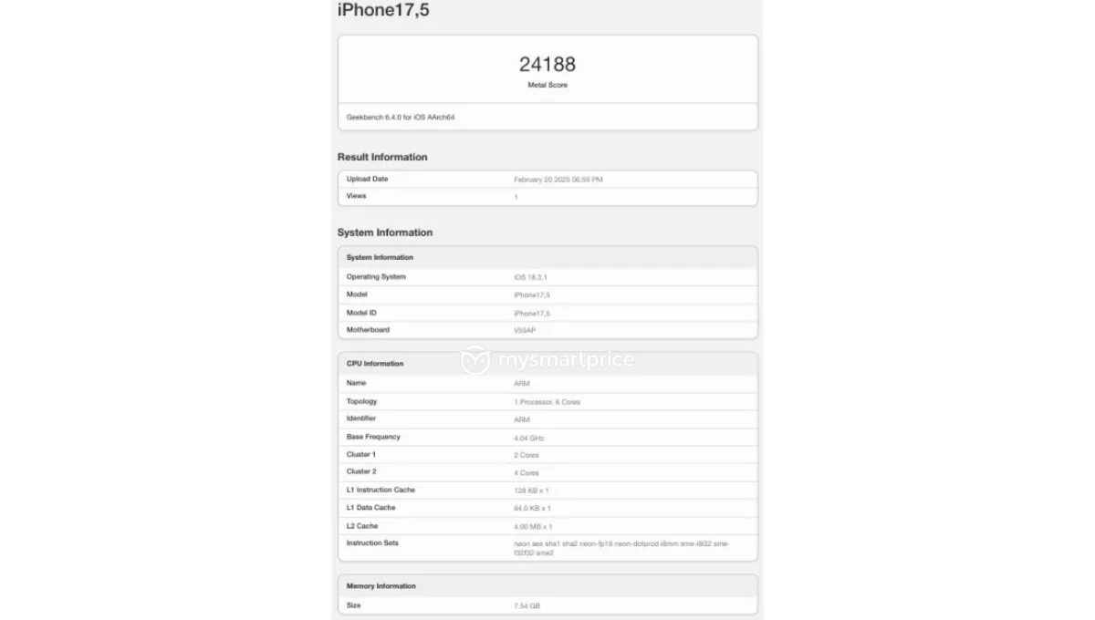 benchmark iphone 16e