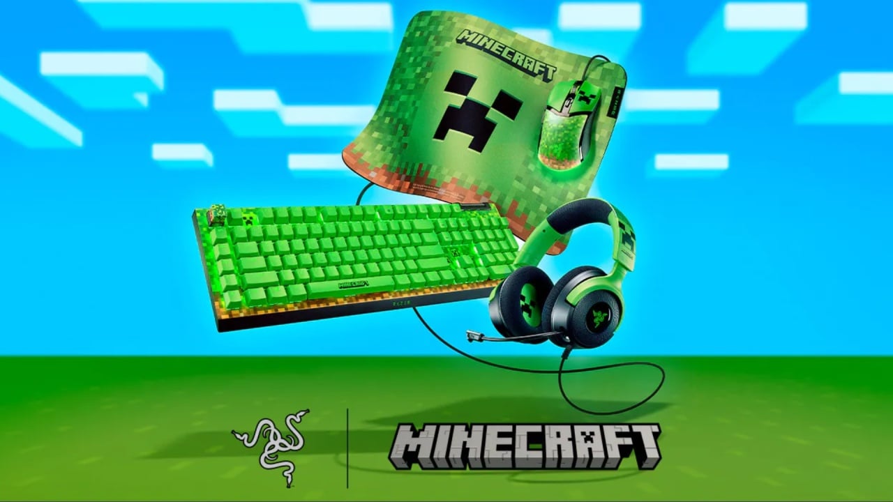 Razer com tema de minecraft