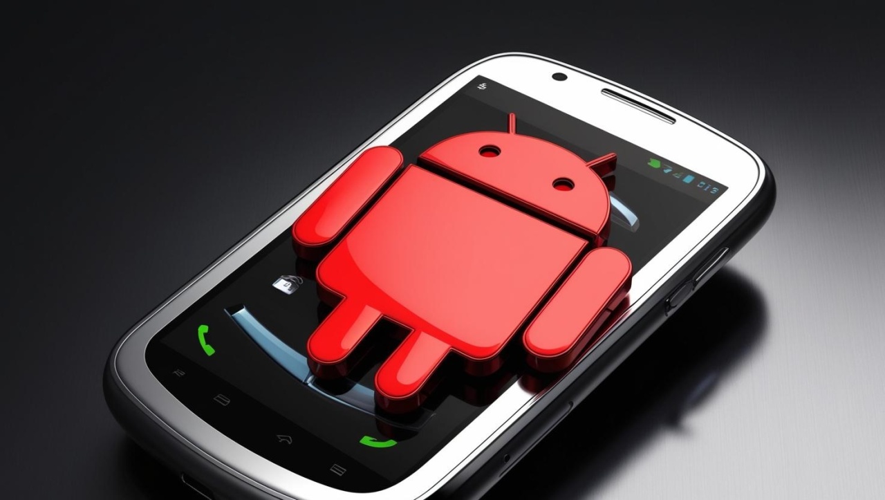 android em vermelho sobre um smartphone