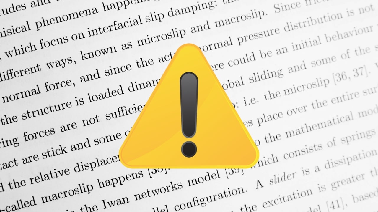 Sinal de alerta sobre texto