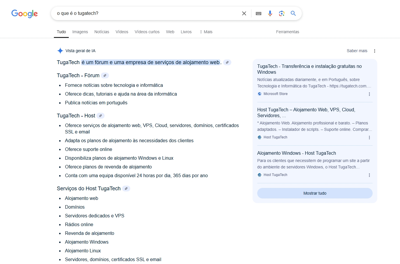 Vista geral de IA da Google