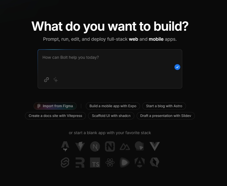 Site do Bolt para coding