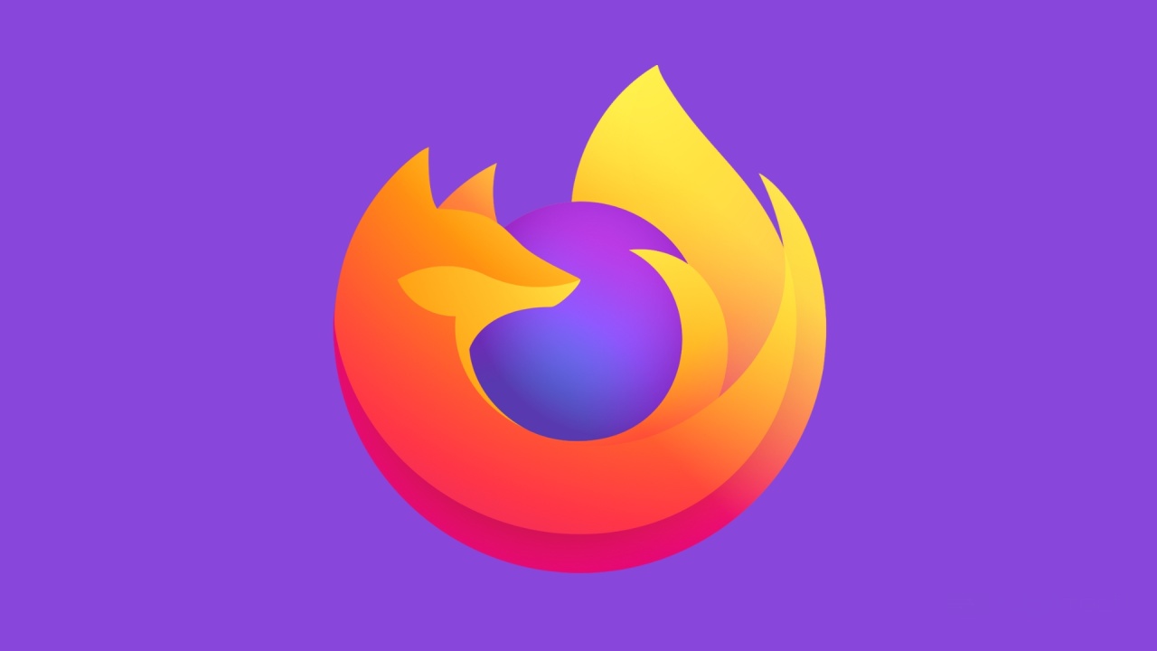 Firefox logo em fundo roxo