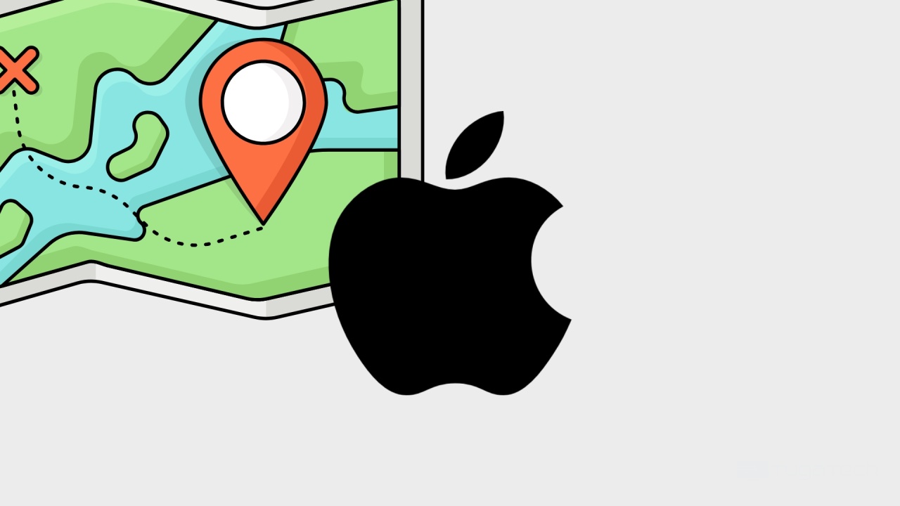 Apple logo com mapa de fundo