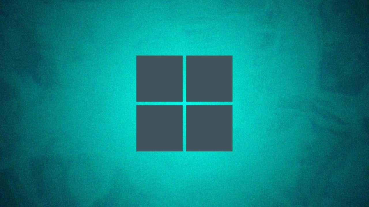 Windows 11 logo em escuro e fundo verde