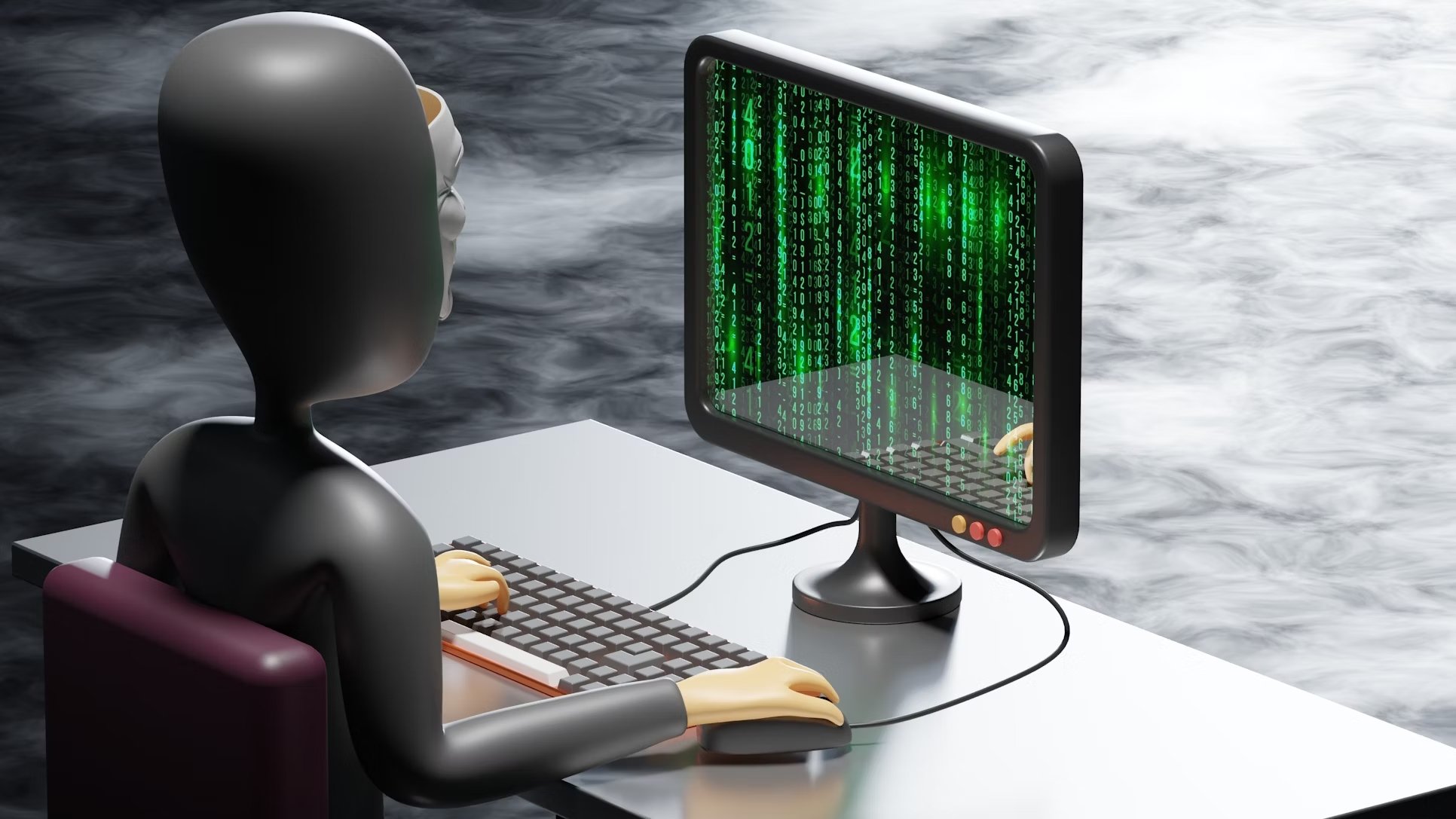 hacker em frente de computador