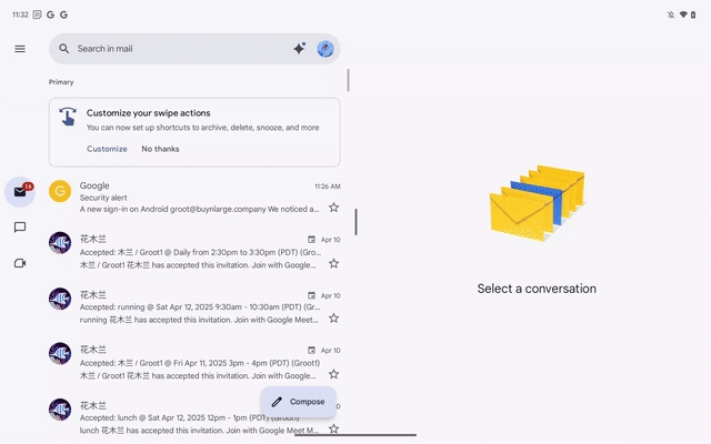Interface do gmail em iOS