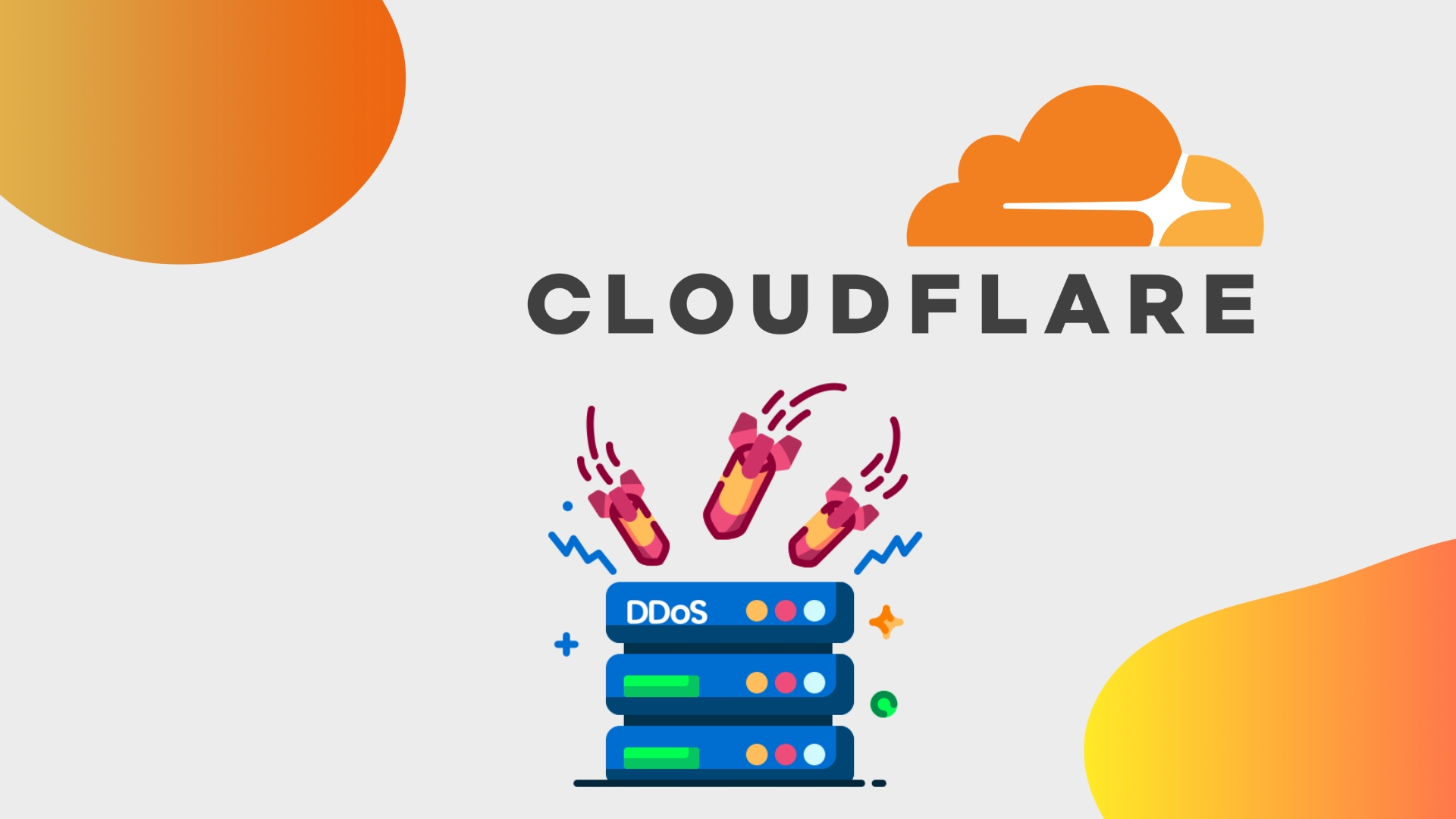 logo do Cloudflare com icone de ataque DDoS