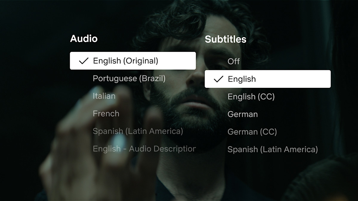 imagem de escolha das legendas no Netflix