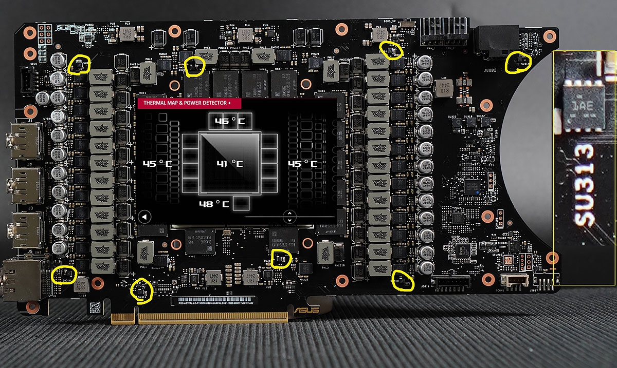 imagem dos sensores na placa gráfica