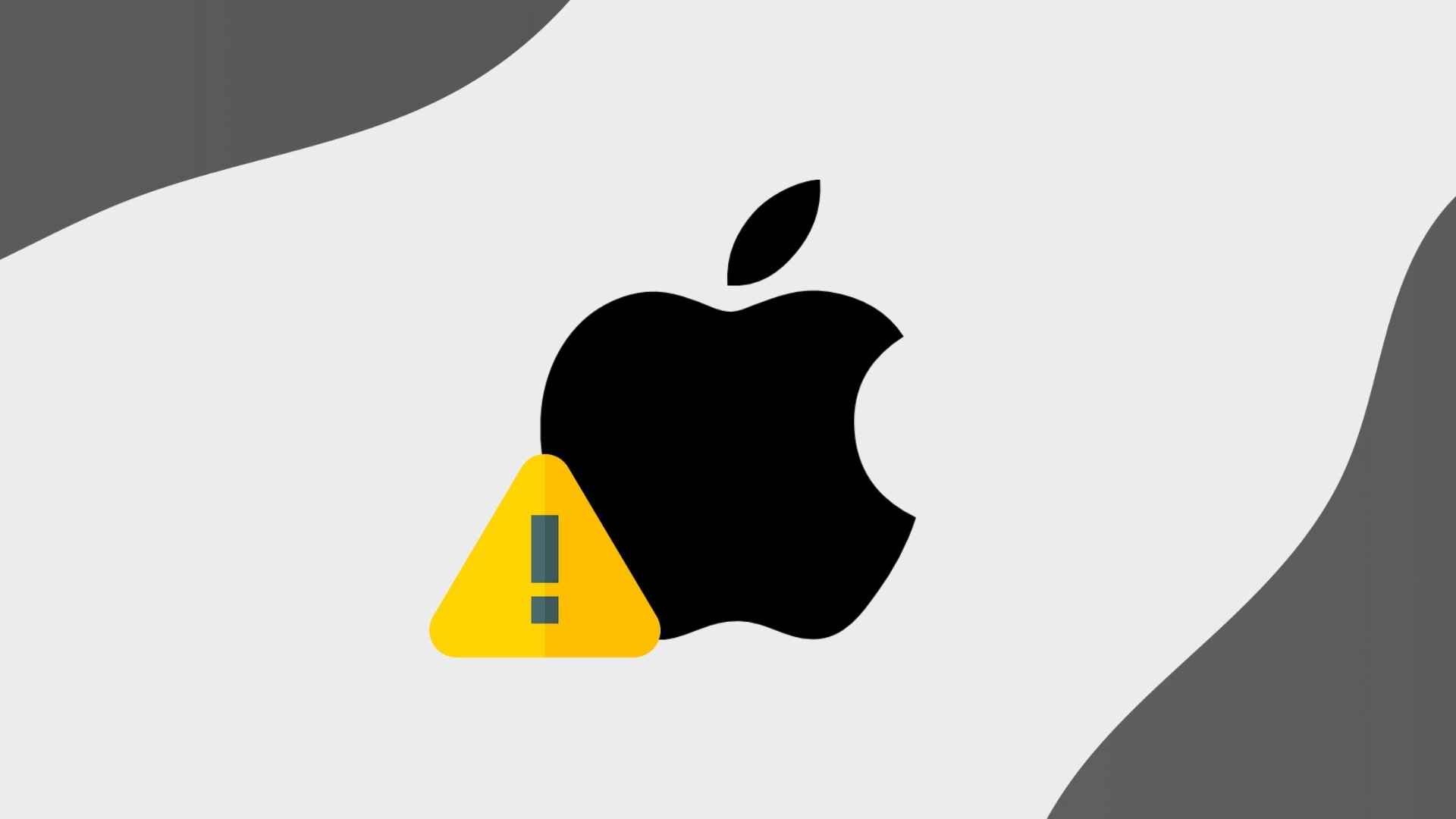 Logo da Apple com sinal de alerta