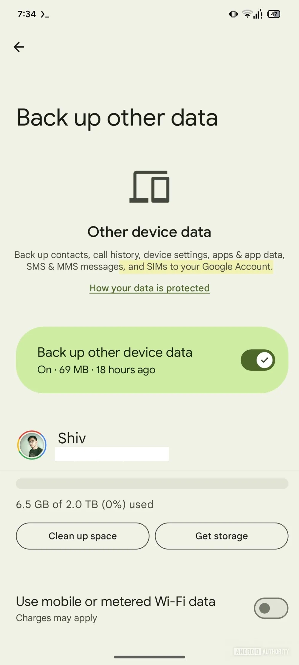 sistema de backup do esim em dispositivos Android ainda em testes