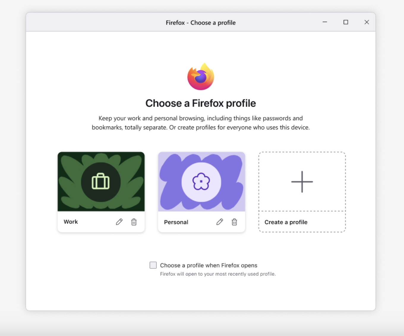 perfis do firefox