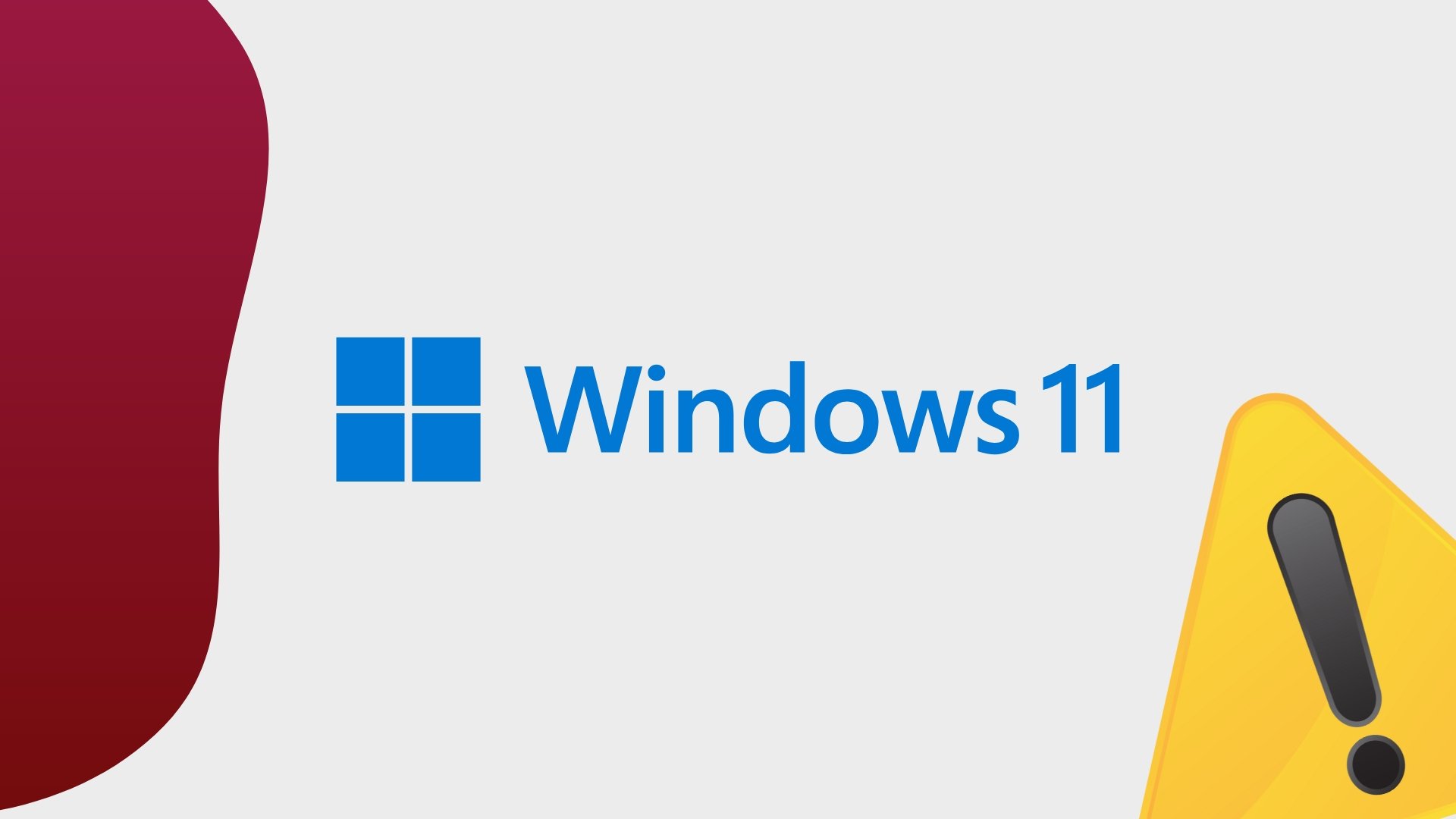 logo do windows 11 com sinal de alerta