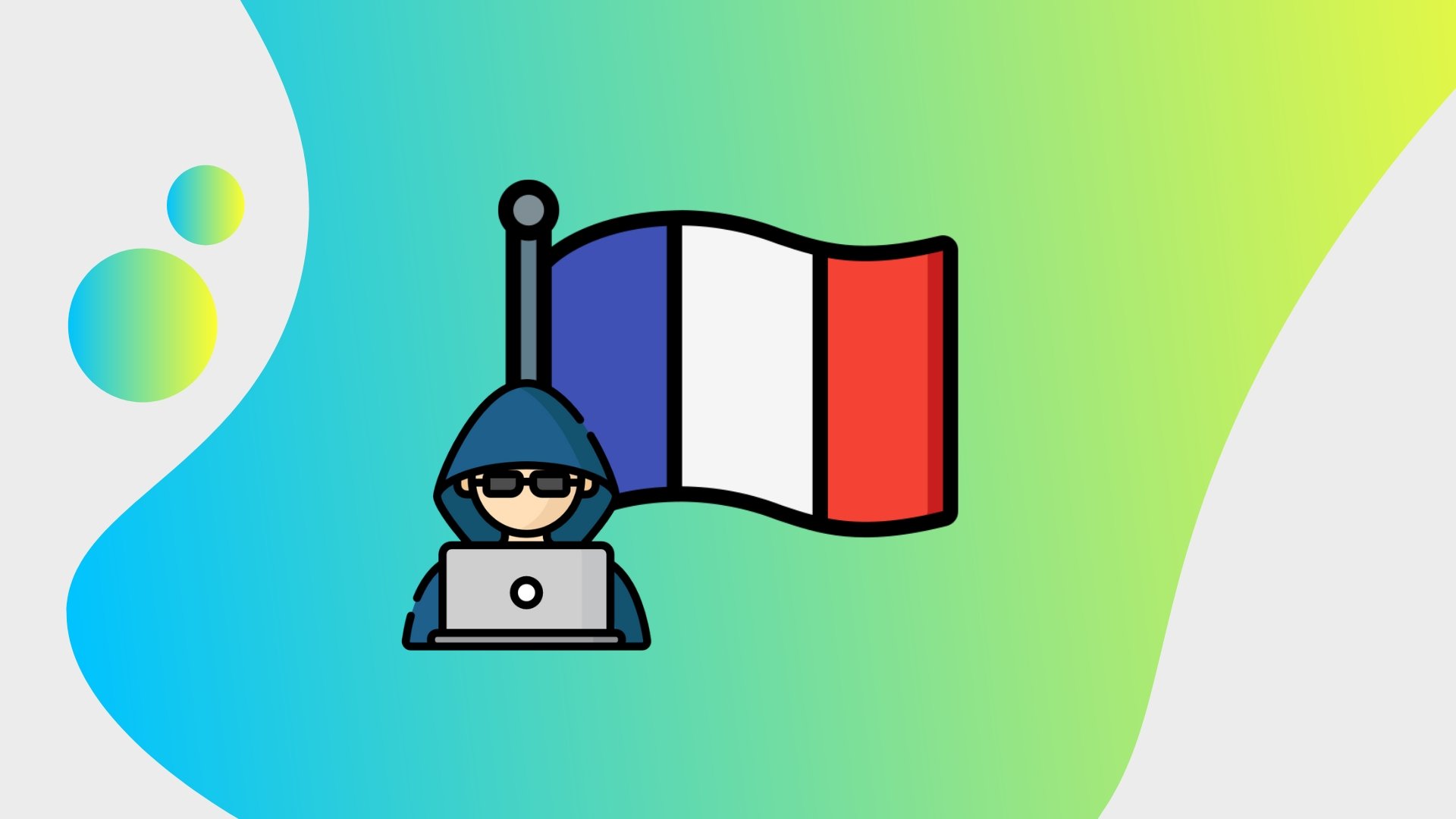 bandeira da frança com hacker na haste