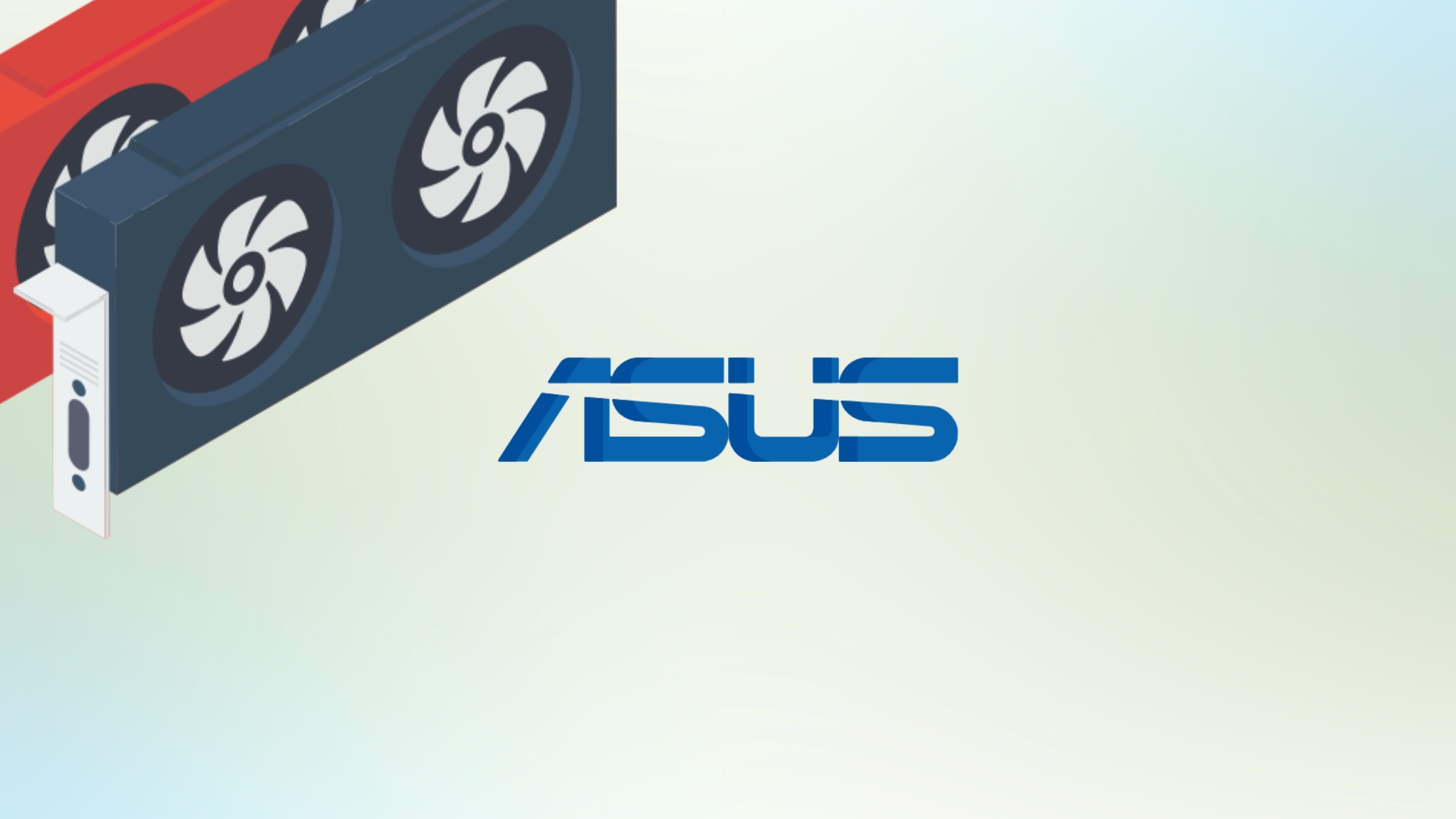 Logo da Asus com placas gráficas de fundo