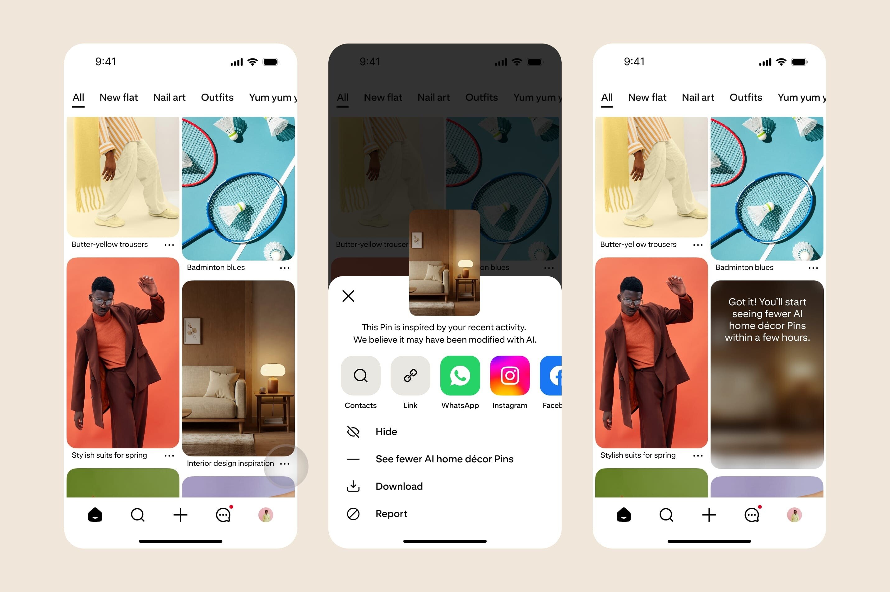 funcionalidade do pinterest em limitar imagens criadas por ia