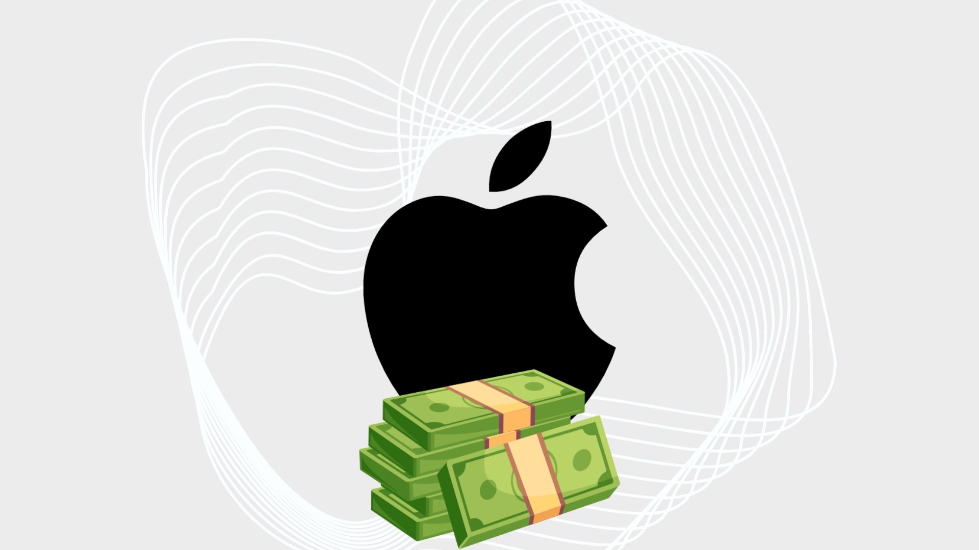 Logo da Apple com dinheiro em baixo