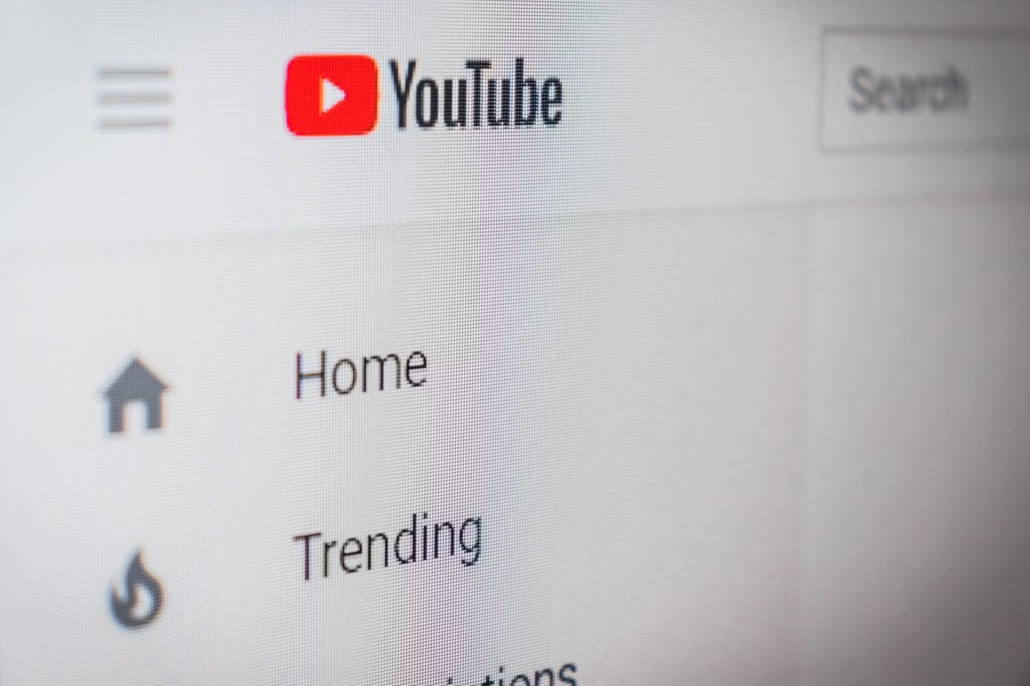 YouTube página inicial do site