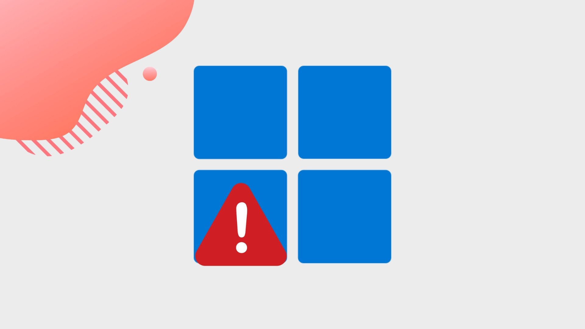 Logo do Windows 11 com sinal de alerta