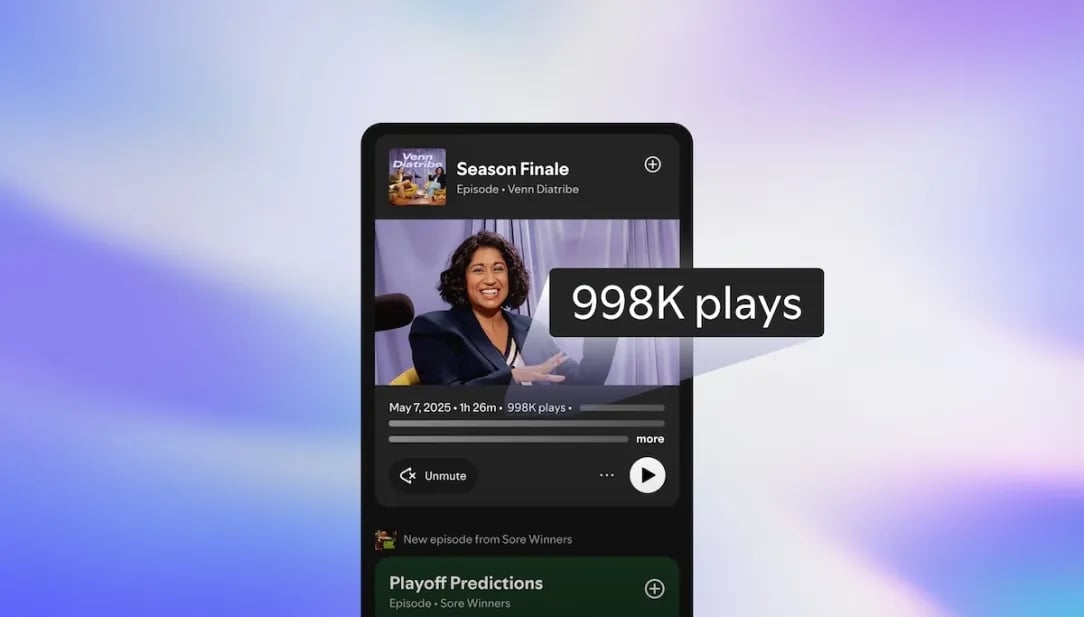 Spotify com podcast e contagem de "views"