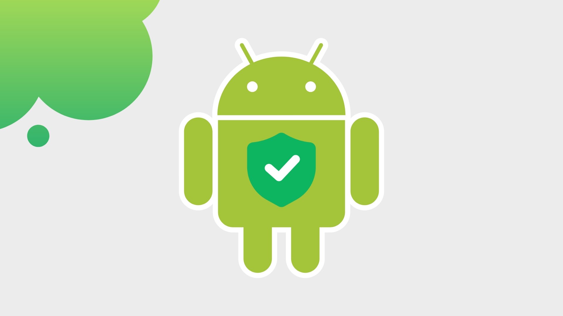 Android com sinal de segurança no peito