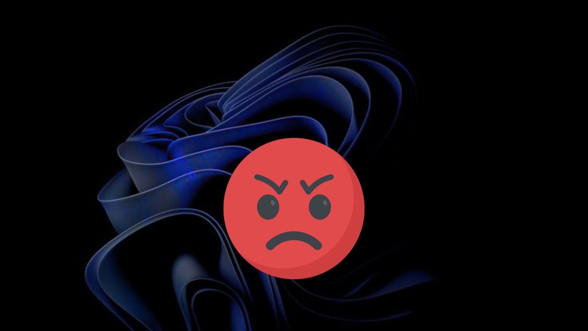 Fundo do Windows 11 escuro com pessoa irritada em destaque