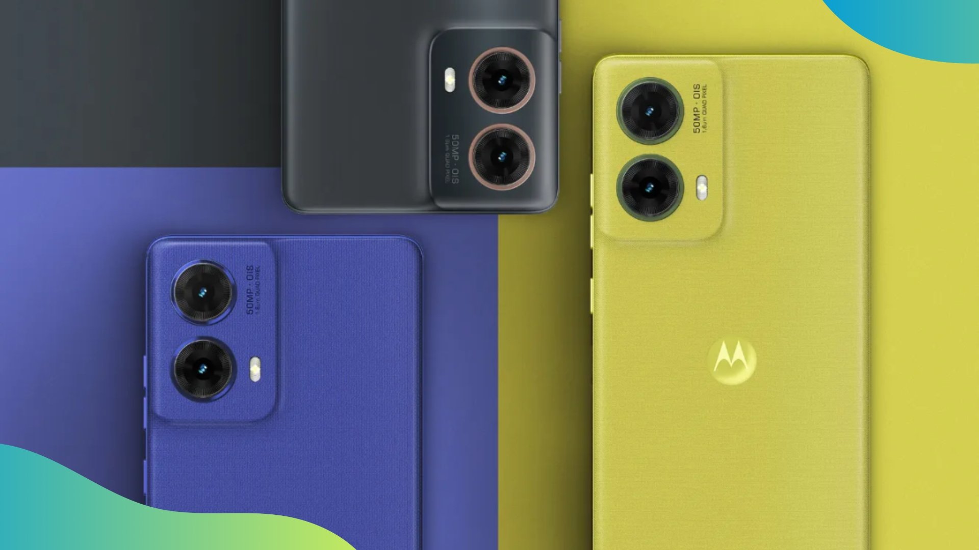 Dispositivos da Motorola em destaque sobre várias cores