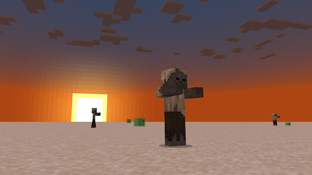 Minecraft zombie com mundo plano