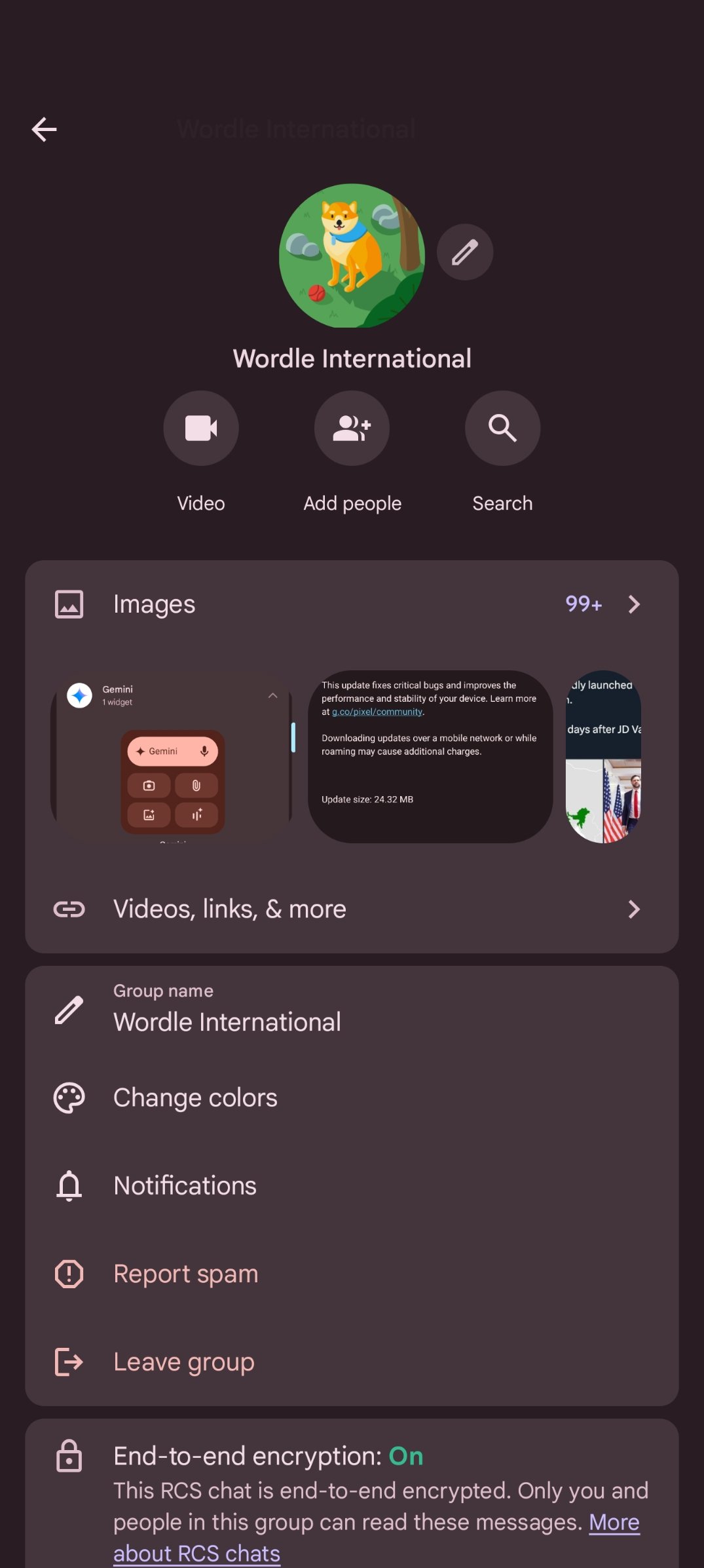 imagem personalizada em conversas de grupo da app de mensagens da google