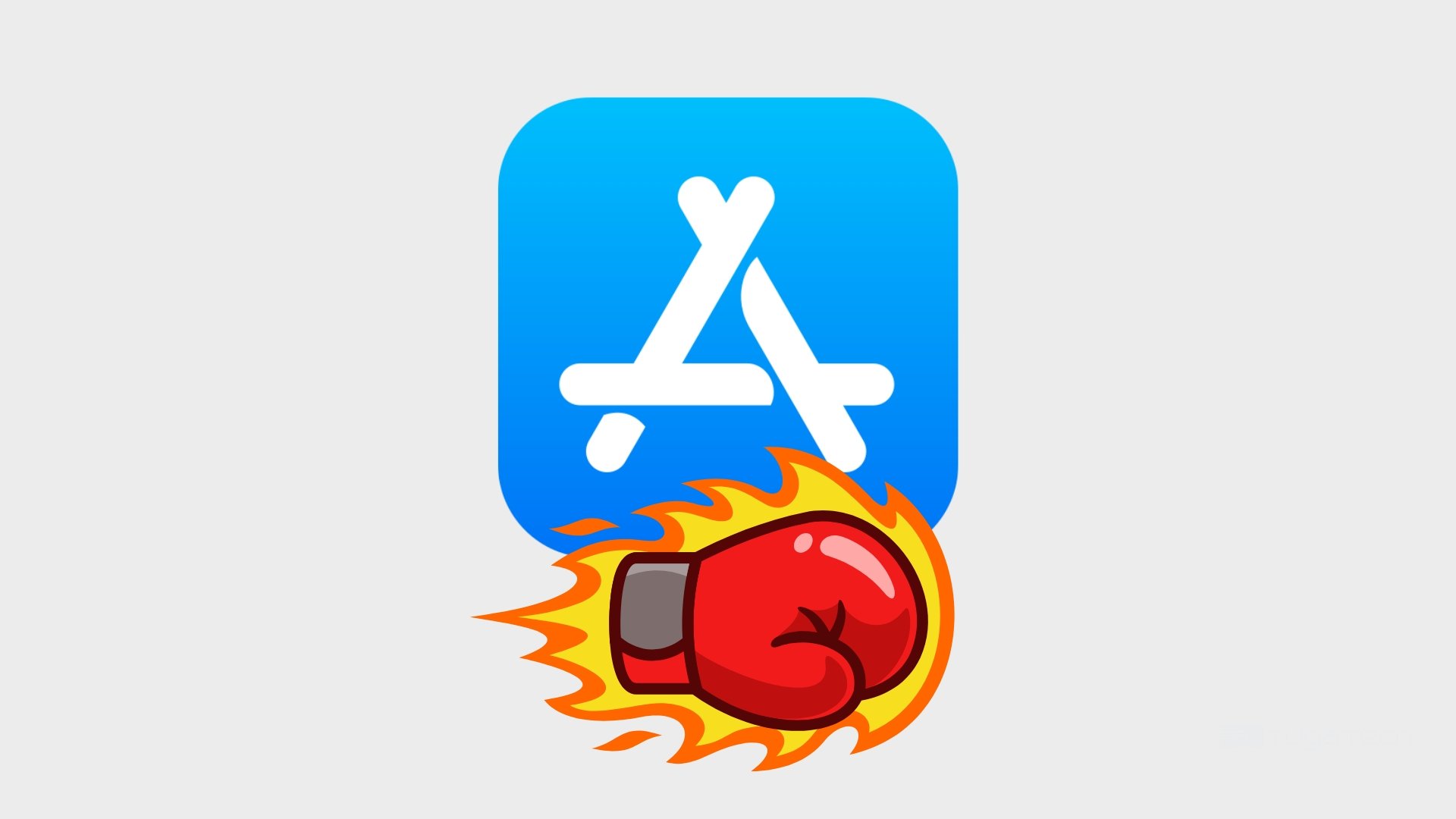 Apple App Store com luva em fogo